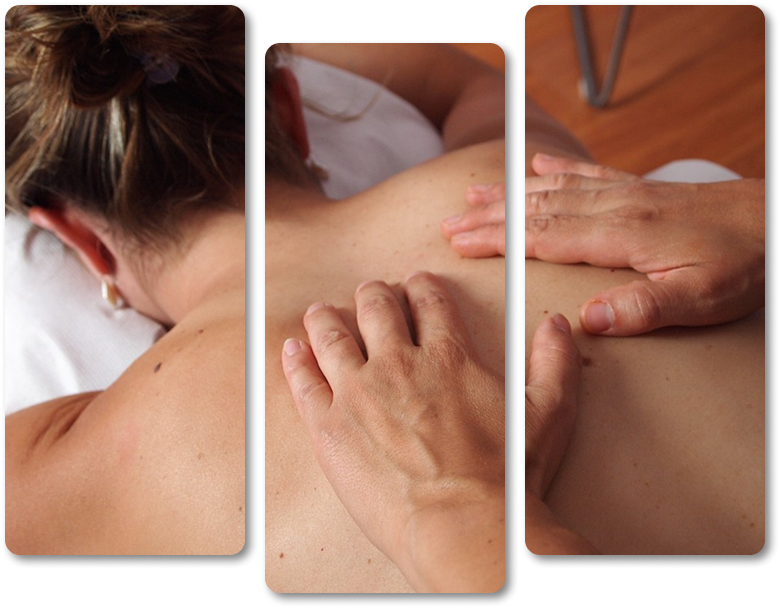 Woman receiving massage to shoulders
